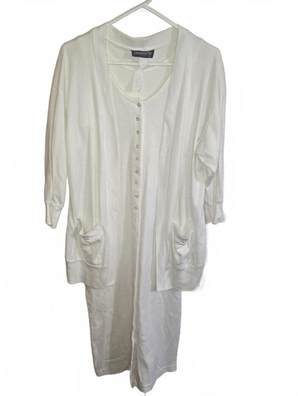 Champagne West White Button-Front Sleeveless Dress with Matching Cardigan